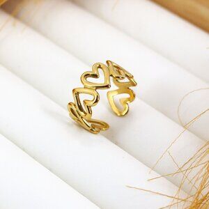 Minimalist Heart Ring - Adjustable Stainless Steel Jewelry
